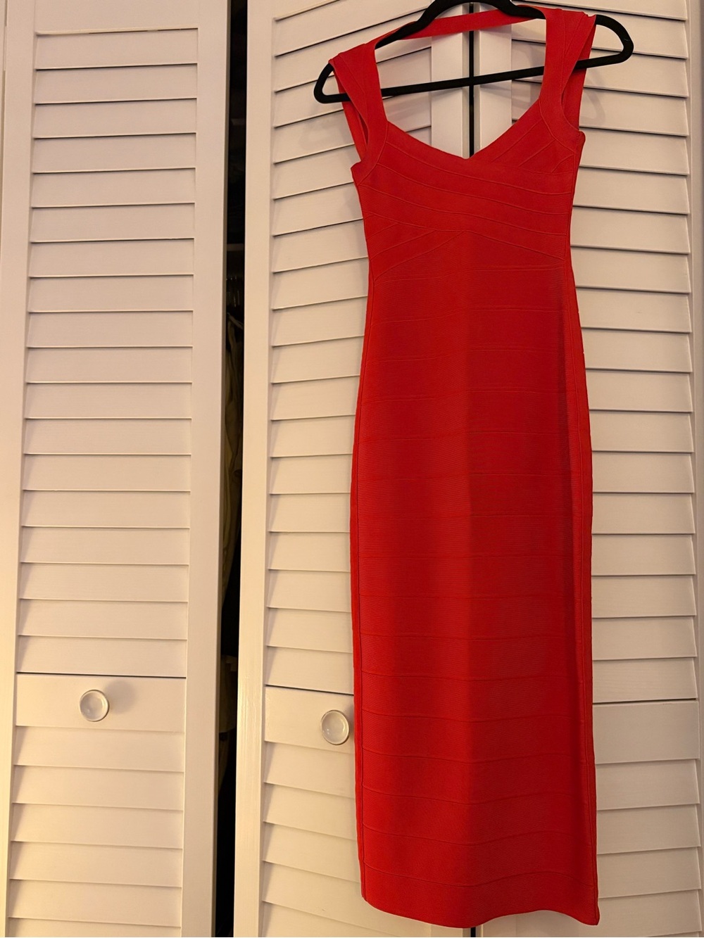 Herve Leger Red Bandage Midi Dress